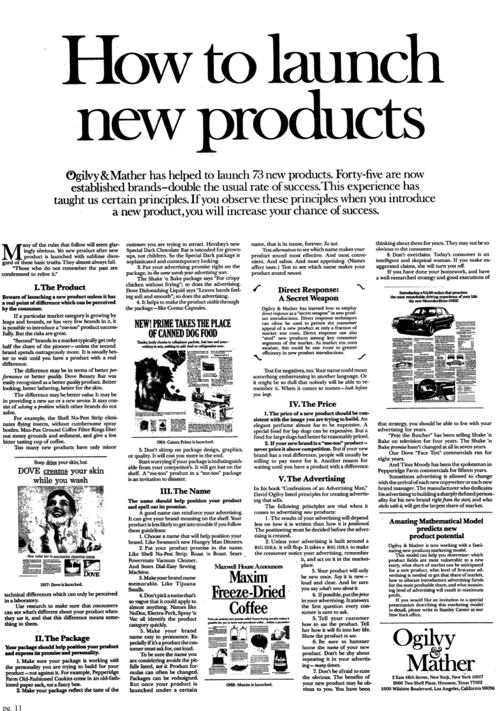 David Ogilvy Ad - How to launch new products
