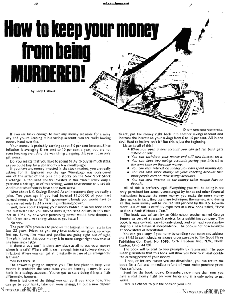Gary Halbert Ad - Money Murder